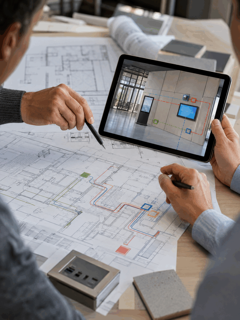 Analisi di planimetrie, collegamenti e dispositivi tramite tablet